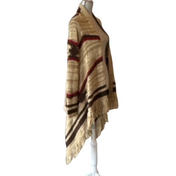 Ralph Lauren Ortega Southwestern Camel Muti Linen Blend Fringe Cardigan Size S/M - Picture 13 of 16